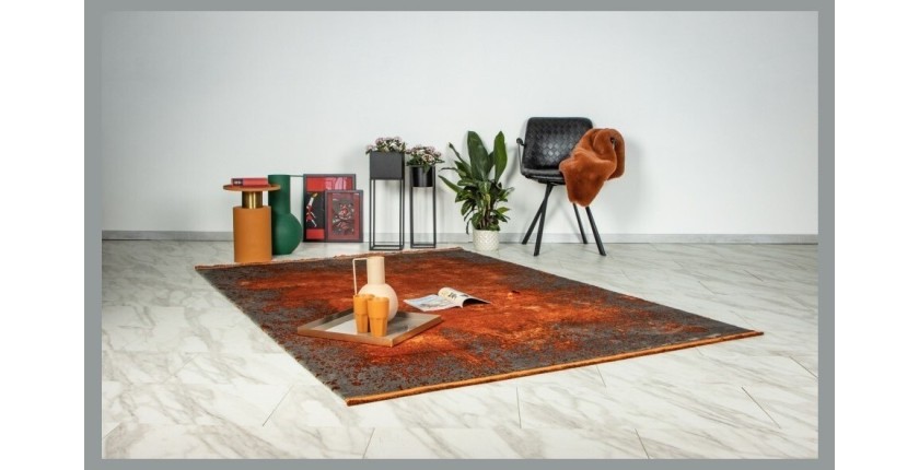 Tapis 290x200cm, design E509E coloris terracotta - Confort et élégance pour votre intérieur