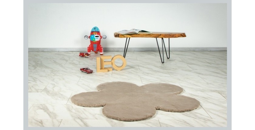 Tapis enfant 100x100cm, design E105S coloris taupe - Confort et élégance pour votre intérieur