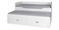Lit gigogne avec tiroirs 90x200 collection RICCO - Coloris blanc alpin, idéal pour votre enfant et sa chambre