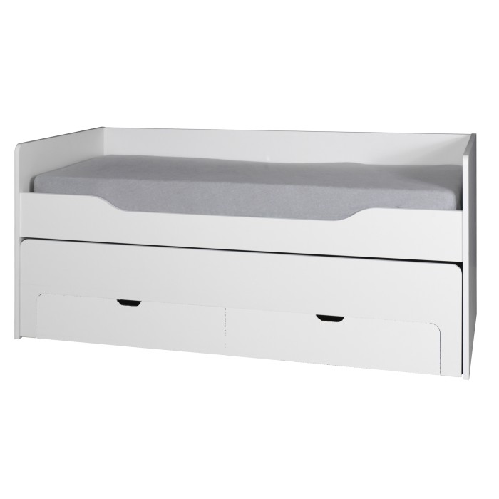 Lit gigogne avec tiroirs 90x200 collection RICCO - Coloris blanc alpin, idéal pour votre enfant et sa chambre