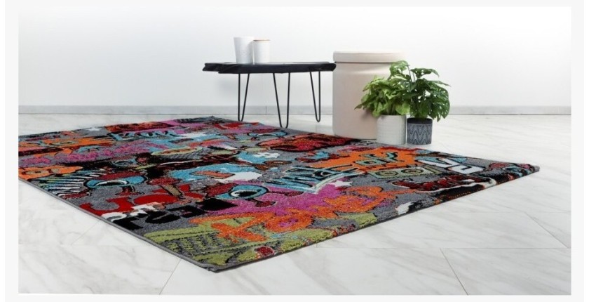 Tapis enfant et ado 170x120cm, design F404E coloris multicolore - Confort et élégance pour votre intérieur