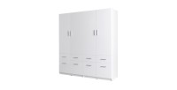 Armoire quatre portes et huit tiroirs collection FLEX, coloris blanc brillant