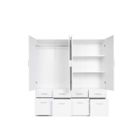 Armoire quatre portes et huit tiroirs collection FLEX, coloris blanc brillant