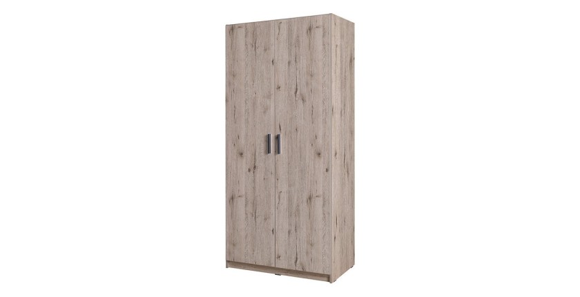 Armoire deux portes collection FLEX, coloris chêne wellington et gris graphite