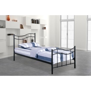 Lit ODETTE 90x190 cm en métal coloris noir avec sommier