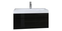 Meuble sous vasque 80cm suspendu collection RAVEN, coloris noir mat et brillant, idéal pour une salle de bain design