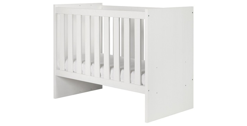 Lit bébé robuste 60x120 évolutif en lit enfant 90x200 coloris blanc collection DANAÉ.