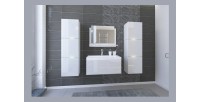 Ensemble meubles de salle de bain collection OWL, coloris blanc mat et brillant avec deux colonnes et vasque 60cm