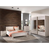 Armoire 250cm pour chambre à coucher avec 2 portes coulissantes collection DANY coloris chêne clair.
