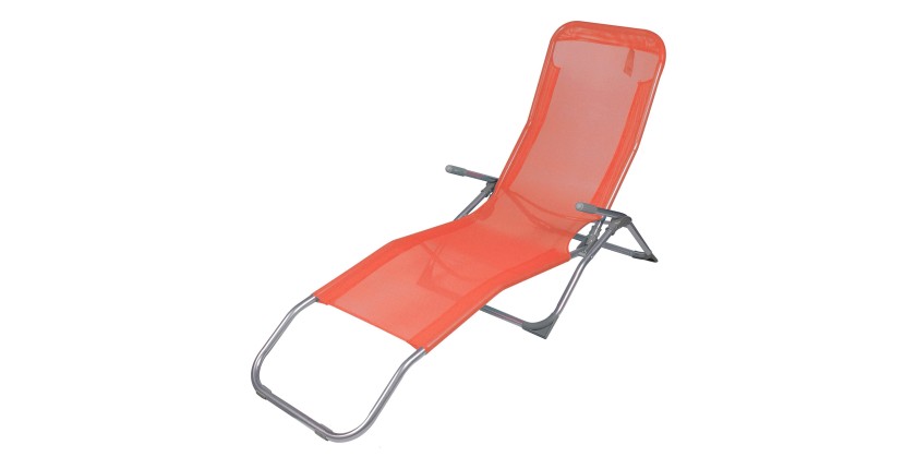 Chaise longue / bain de soleil coloris Corail 185x95x61cm