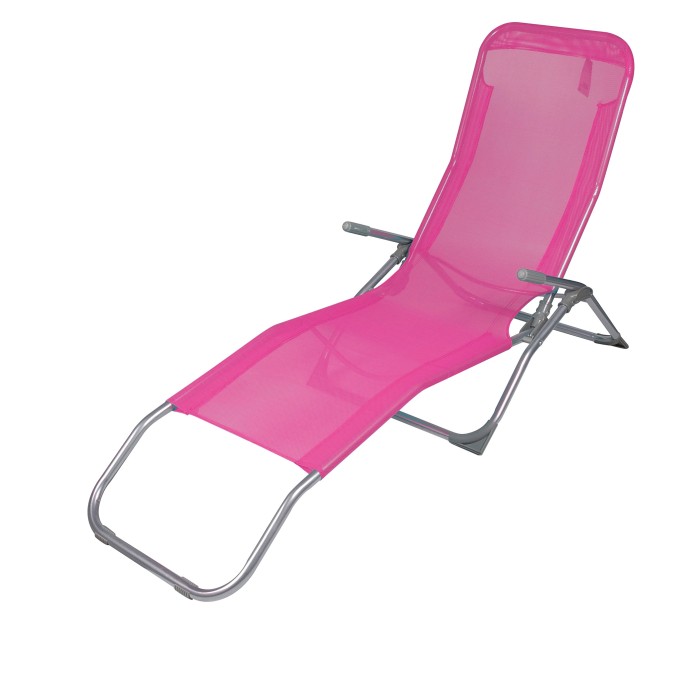 Chaise longue / bain de soleil coloris Rose 185x95x61cm