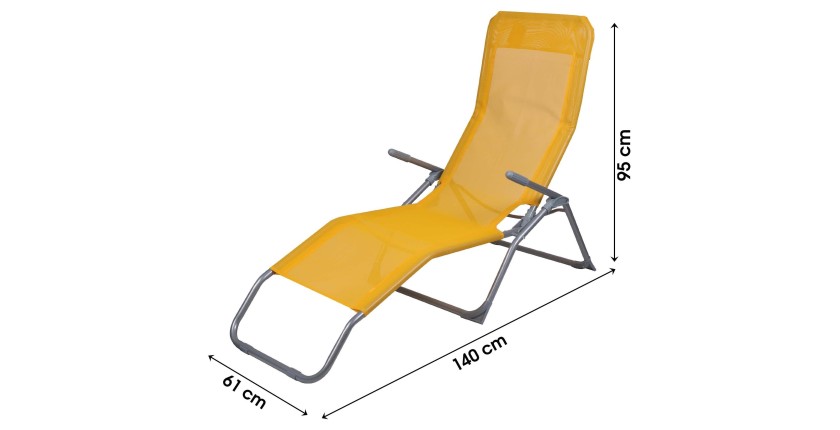 Chaise longue / bain de soleil coloris Jaune moutarde 185x95x61cm