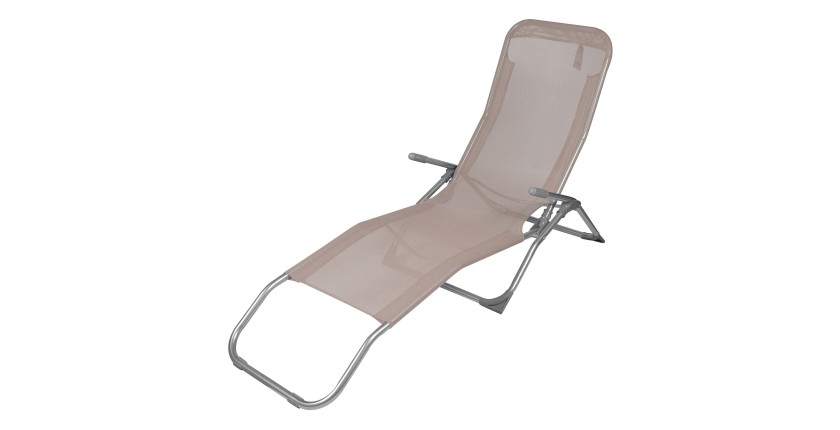 Chaise longue / bain de soleil coloris Taupe 185x95x61cm