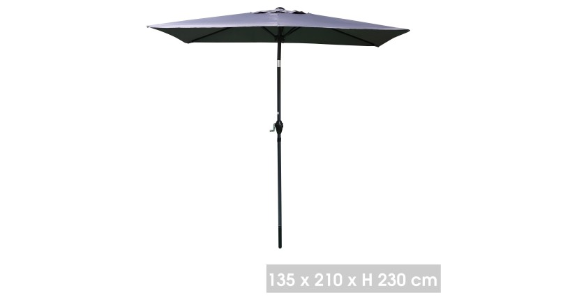 Parasol inclinable gris anthracite, dimension 135x210cm