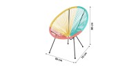 Fauteuil de jardin rond en résine coloris multicolore, dimension 95x83x73cm