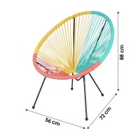 Fauteuil de jardin rond en résine coloris multicolore, dimension 95x83x73cm