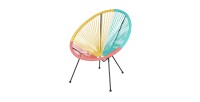 Fauteuil de jardin rond en résine coloris multicolore, dimension 95x83x73cm