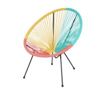 Fauteuil de jardin rond en résine coloris multicolore, dimension 95x83x73cm