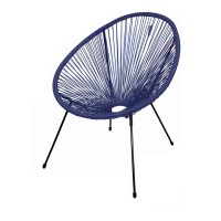 Fauteuil de jardin rond en résine coloris bleu, dimension 95x83x73cm