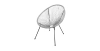 Fauteuil de jardin rond en résine coloris gris, dimension 95x83x73cm