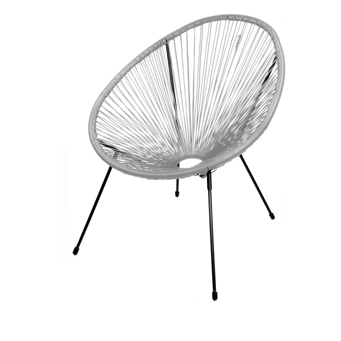 Fauteuil de jardin rond en résine coloris gris, dimension 95x83x73cm