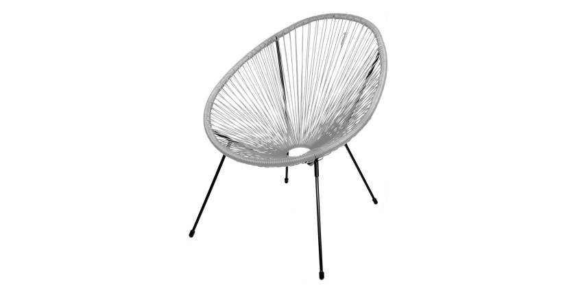 Fauteuil de jardin rond en résine coloris gris, dimension 95x83x73cm