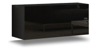 Ensemble de meubles de salon noir suspendus collection CEPTO 249cm, 8 portes