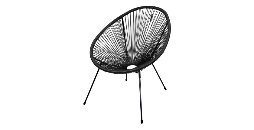 Fauteuil de jardin rond en résine coloris noir, dimension 95x83x73cm