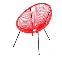 Fauteuil de jardin rond en résine coloris rouge, dimension 95x83x73cm