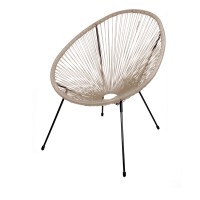 Fauteuil de jardin rond en résine coloris taupe, dimension 95x83x73cm