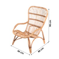 Fauteuil d'extérieur en rotin 66x98x86cm, parfait pour se relaxer au naturel