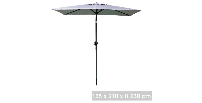 Parasol inclinable gris clair, dimension 135x210cm