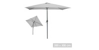 Parasol inclinable gris clair 200x300cm