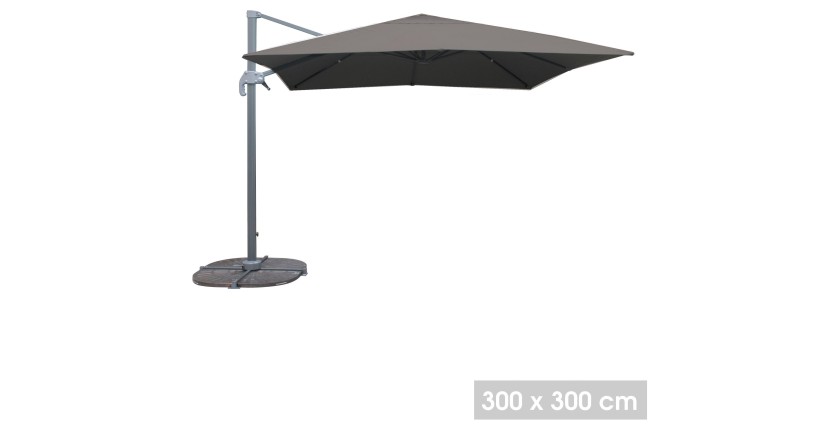 Parasol décentré carré gris anthracite 300x300cm