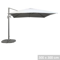 Parasol décentré carré gris clair 300x300cm