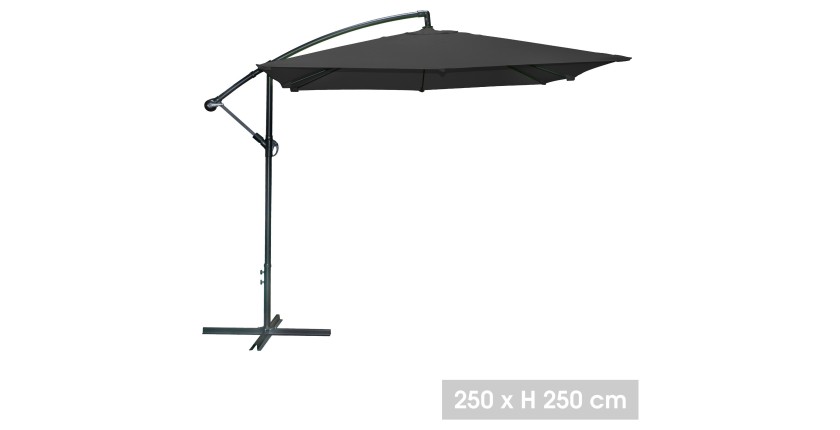 Parasol déporté carré noir 250x250cm