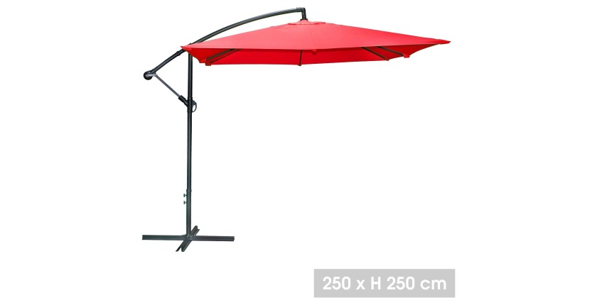 Parasol déporté carré rouge 250x250cm