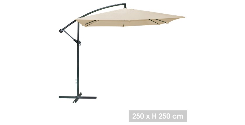 Parasol déporté carré beige 250x250cm