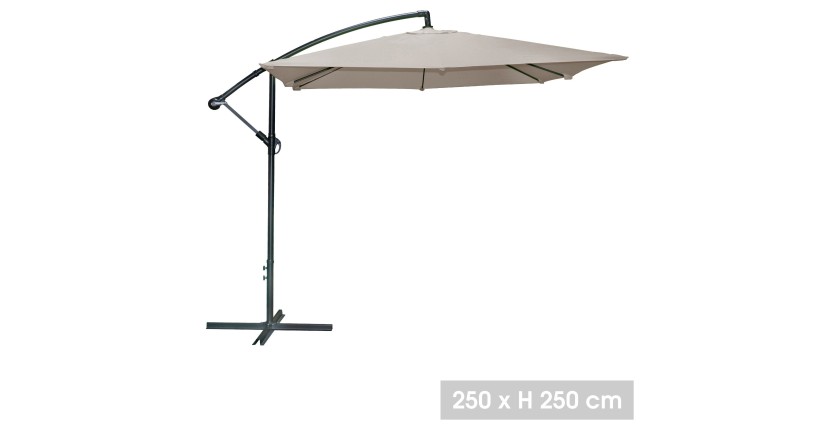 Parasol déporté carré taupe 250x250cm