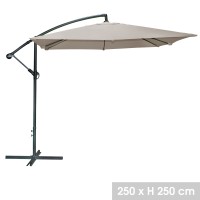 Parasol déporté carré taupe 250x250cm