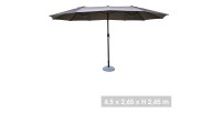 Grand parasol double gris anthracite dimension 264x446cm