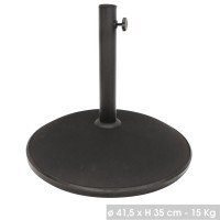Pied de parasol en ciment noir 15KG dimension 42x35cm diamètre intérieur 30/35/38mm