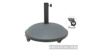 Pied de parasol en ciment gris foncé 25KG dimension 50x37cm diamètre intérieur 35/38/48mm