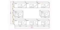 Ensemble de meubles de salon blanc suspendus collection CEPTO 256cm, 8 portes, modulables.