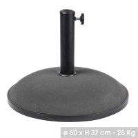 Pied de parasol en ciment gris foncé 25KG dimension 50x37cm diamètre intérieur 35/38/48mm