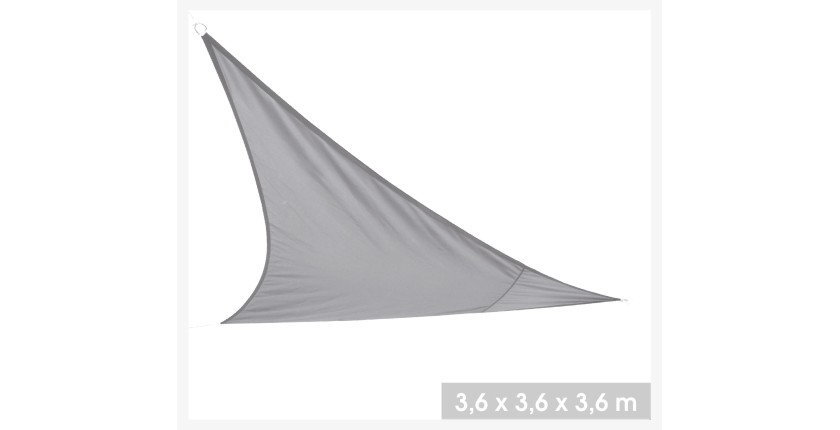 Voile d'ombrage gris dimension 360x360x360cm en polyester 160gr/m2