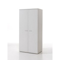 Armoire robuste pour chambre d'enfant avec 2 portes battantes collection OLGA coloris blanc effet bois