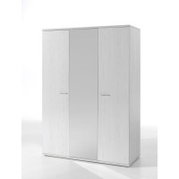 Armoire robuste avec miroir. 3 portes battantes 150cm collection OLGA coloris blanc effet bois