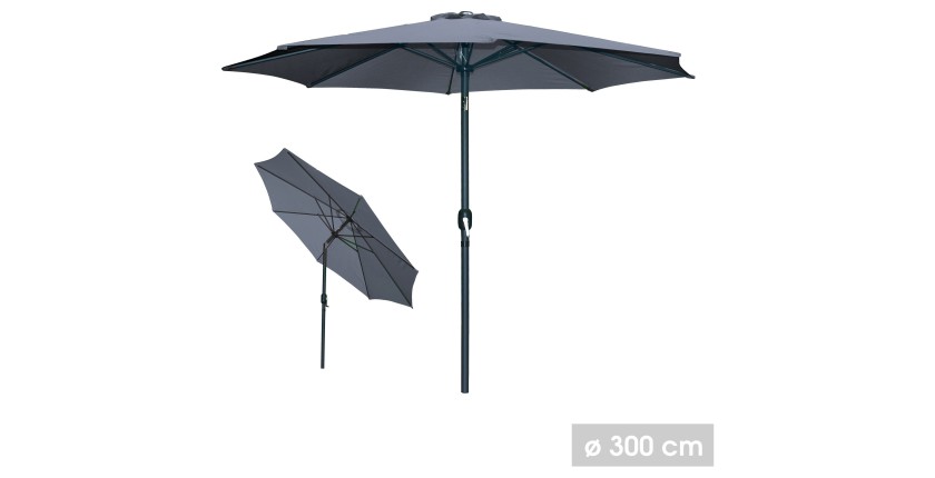 Parasol inclinable rond gris anthracite diamètre 300cm