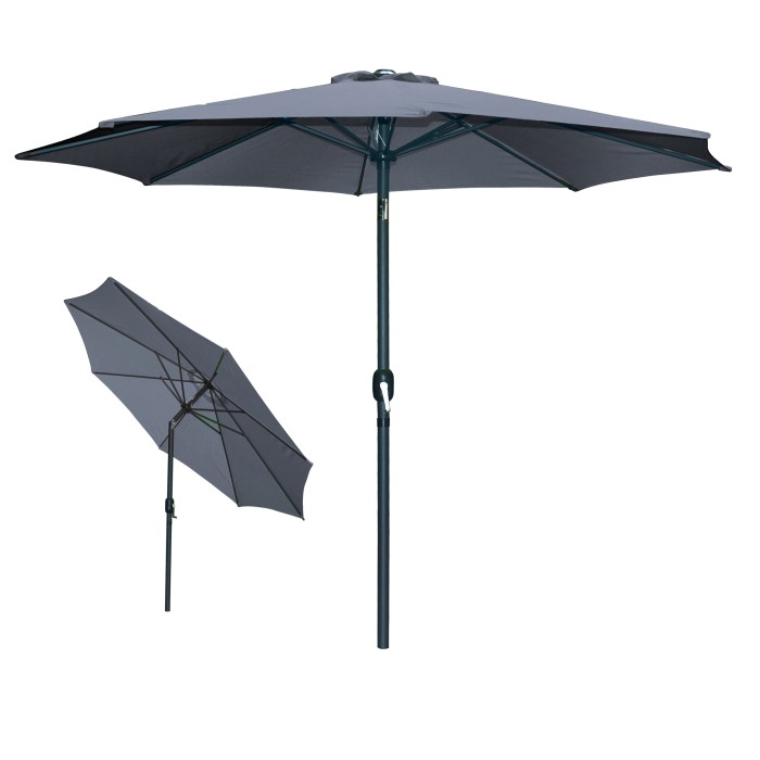 Parasol inclinable rond gris anthracite diamètre 300cm